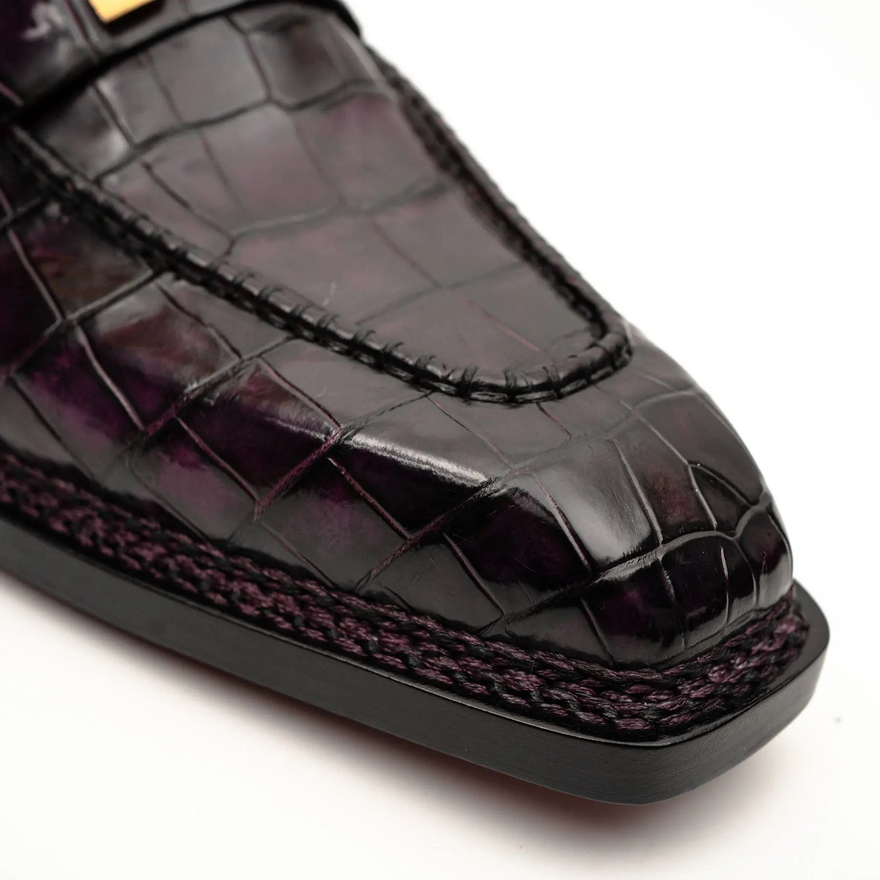 Black Burgundy Crocodile Bit Loafer VanPasch