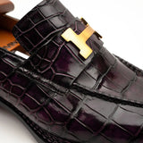 Black Burgundy Crocodile Bit Loafer VanPasch