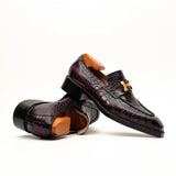 Black Burgundy Crocodile Bit Loafer VanPasch