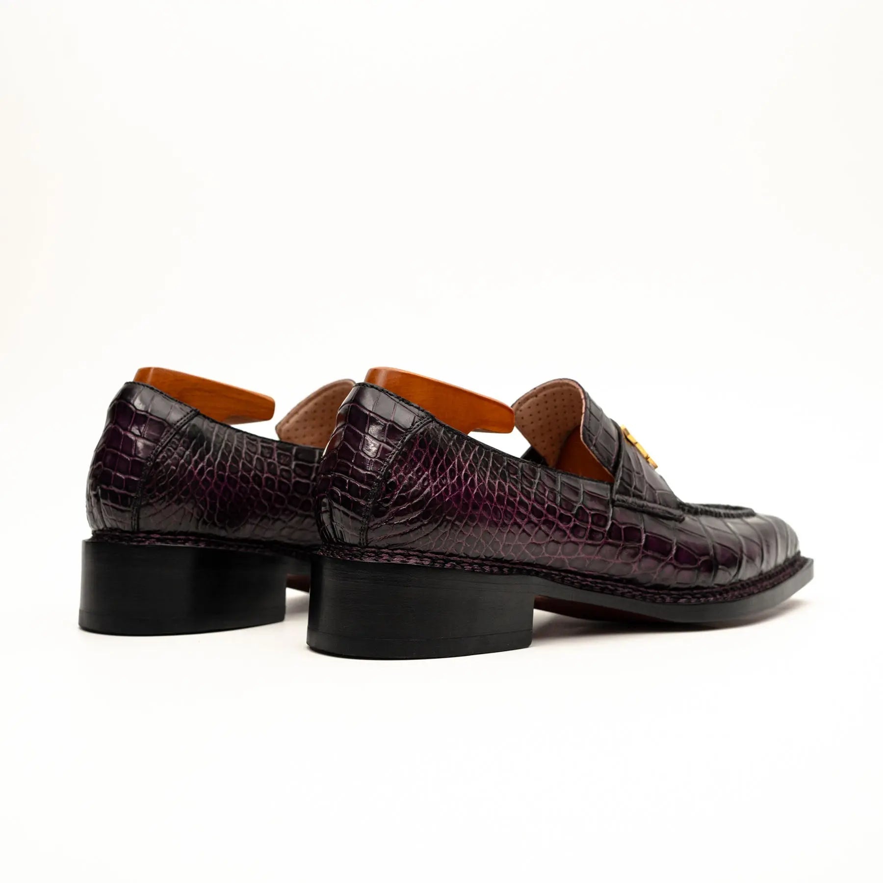 Black Burgundy Crocodile Bit Loafer VanPasch
