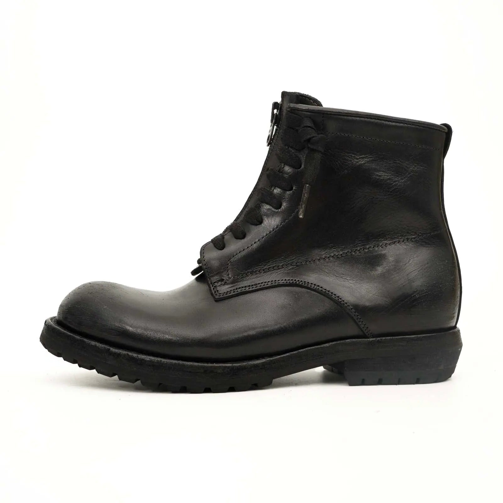 Black Calf Leather Combat Boots VanPasch