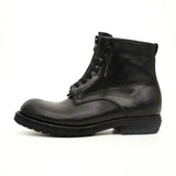 Black Calf Leather Combat Boots VanPasch