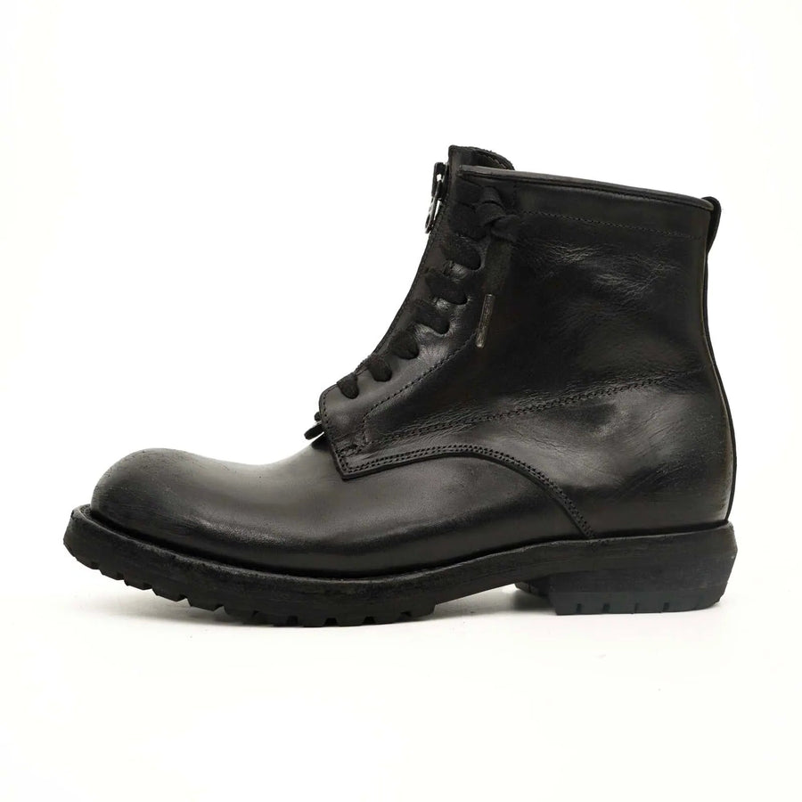 Black Calf Leather Combat Boots VanPasch