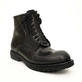 Black Calf Leather Combat Boots VanPasch