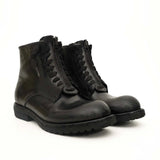 Black Calf Leather Combat Boots VanPasch
