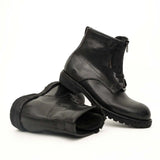 Black Calf Leather Combat Boots VanPasch