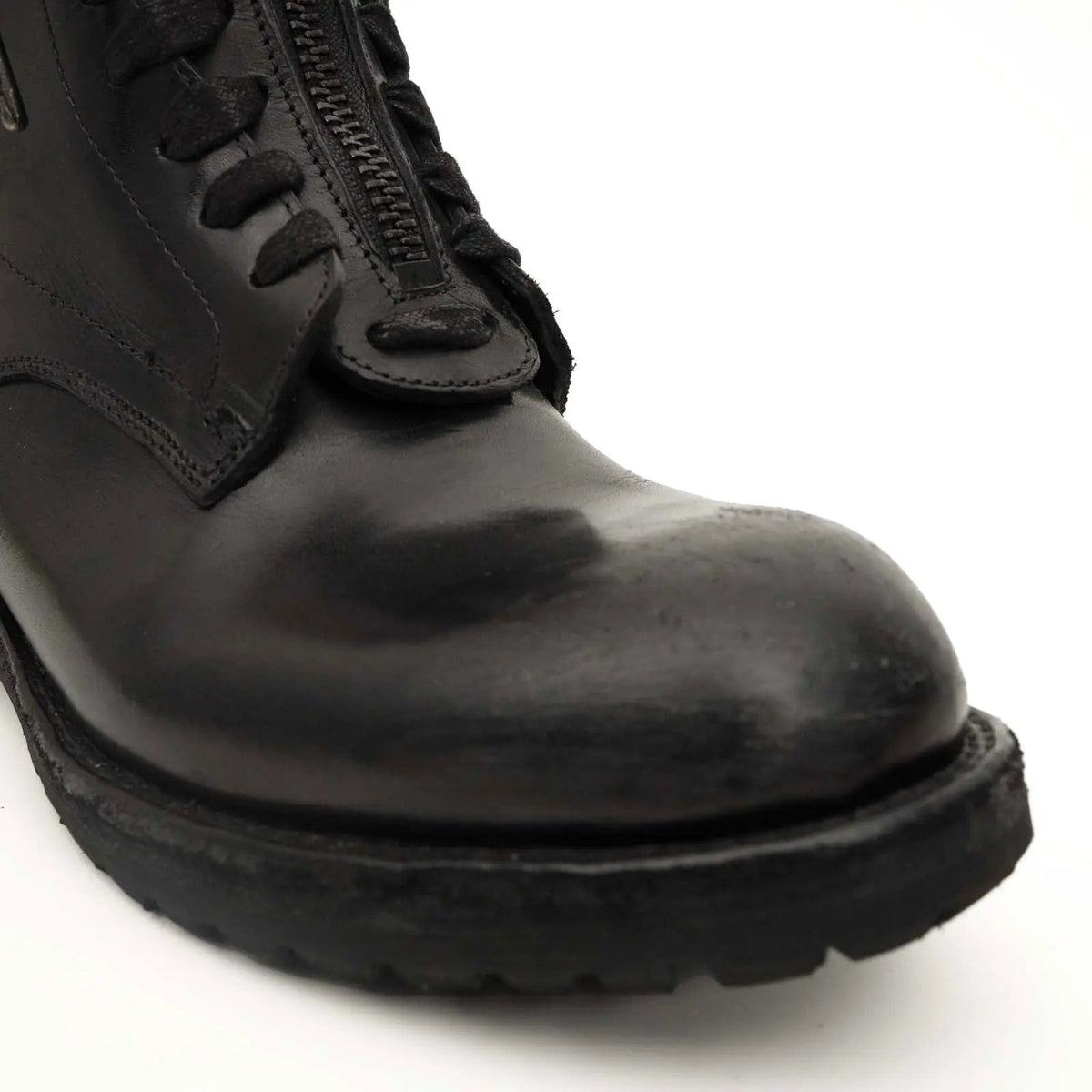 Black Calf Leather Combat Boots VanPasch