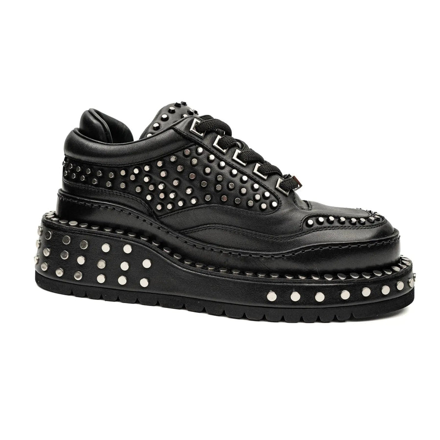 Black Studded Platform Sneaker