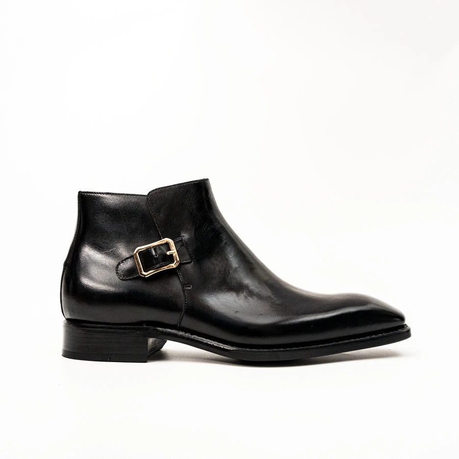 Black Calfskin Monk Strap Boot