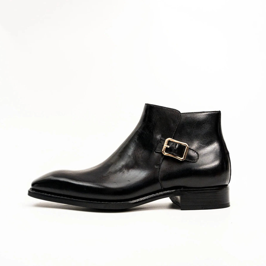 Black Calfskin Monk Strap Boot VanPasch