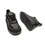 Black Calfskin Studded Platform Sneakers VanPasch