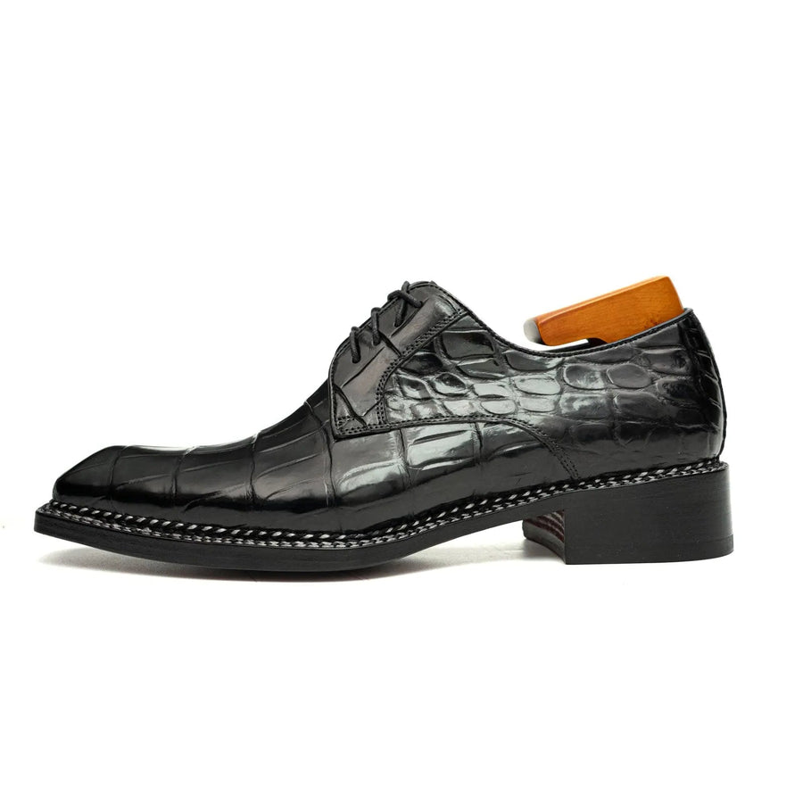 Black Croc Texture Norwegian Derbies VanPasch