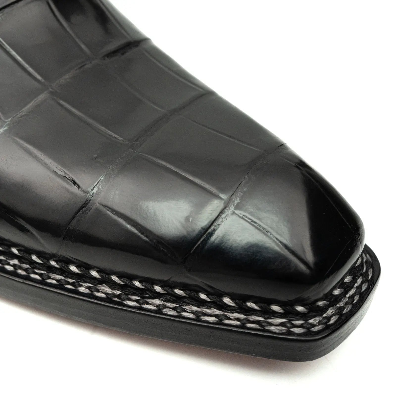 Black Croc Texture Norwegian Derbies VanPasch