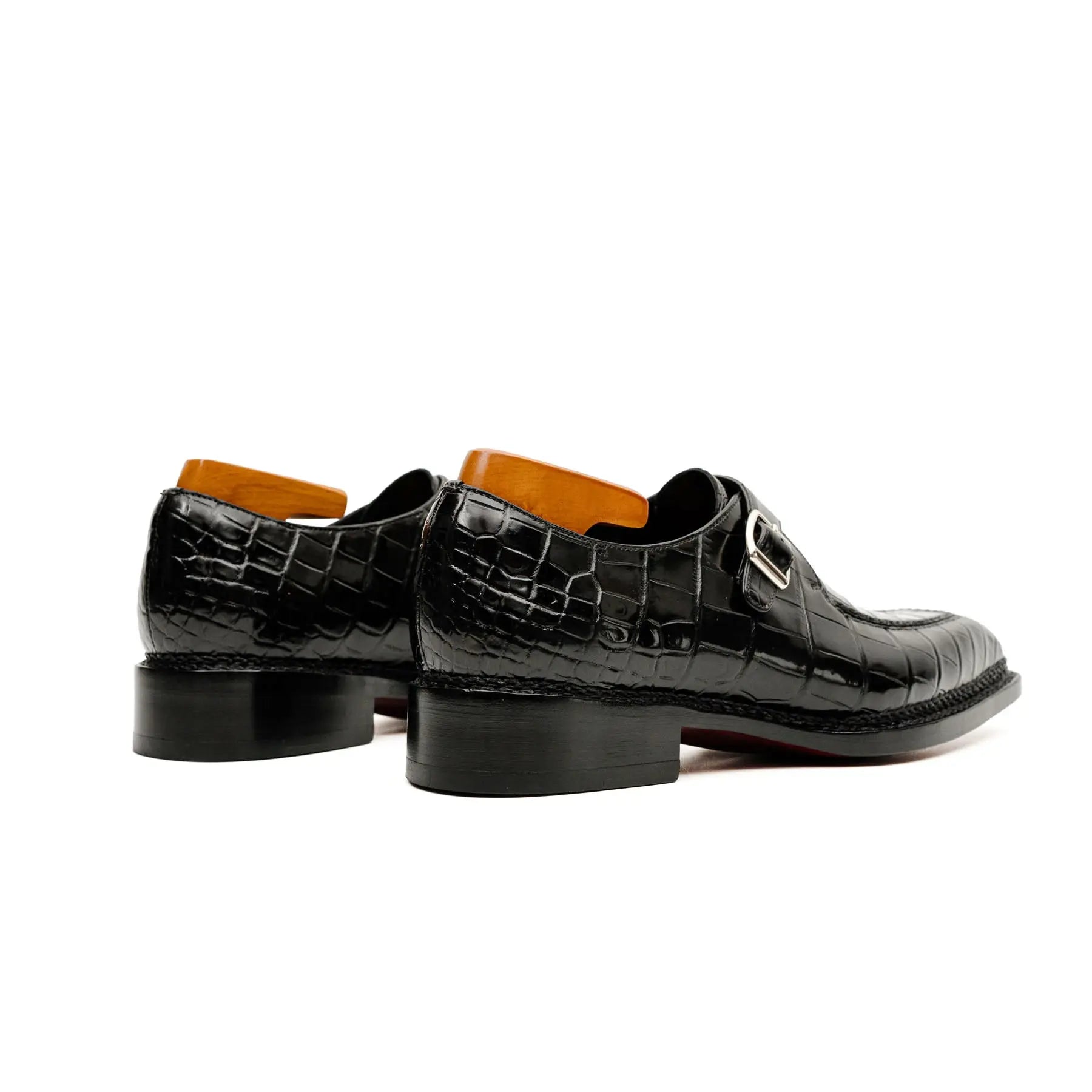 Black Crocodile Monk Strap Shoe VanPasch