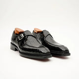 Black Crocodile Monk Strap Shoe VanPasch