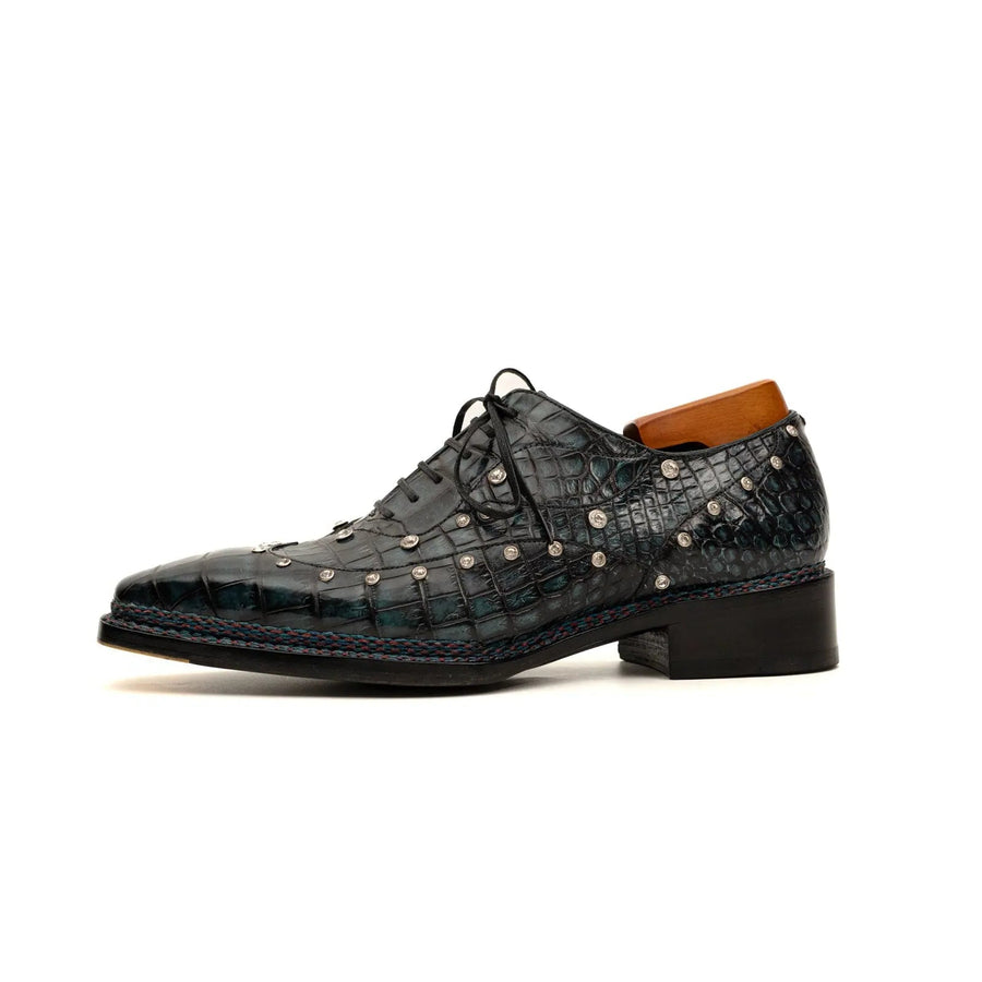 Black Crocodile Norwegian Oxford Shoes VanPasch