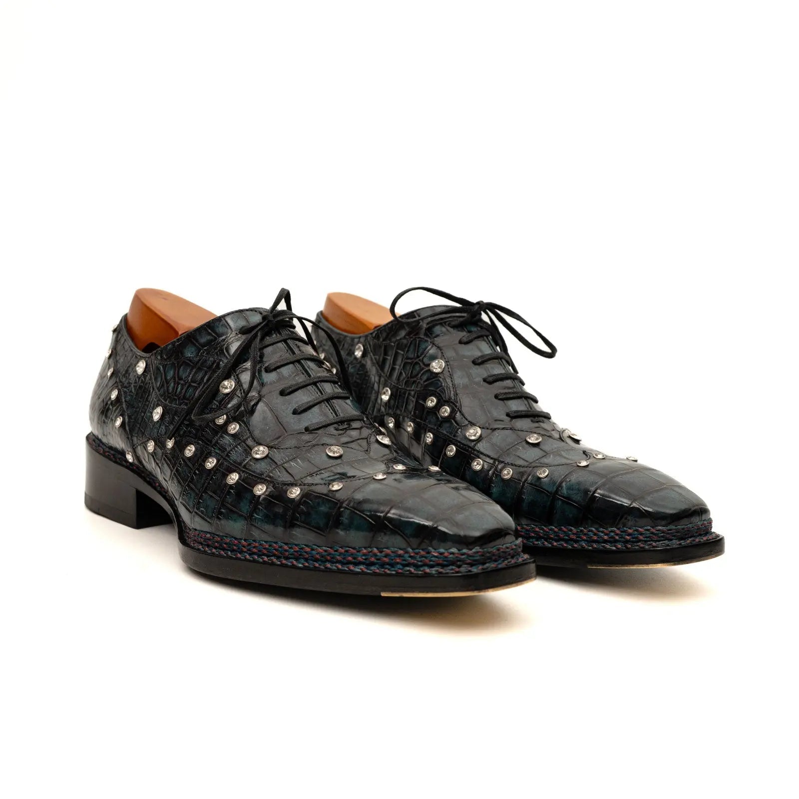 Black Crocodile Norwegian Oxford Shoes VanPasch