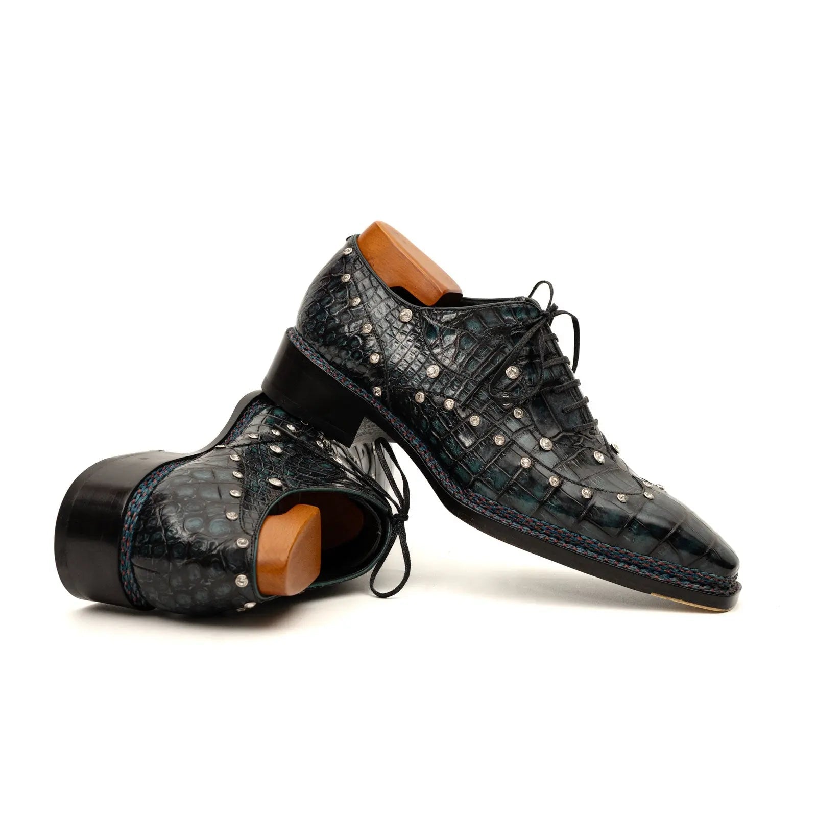 Black Crocodile Norwegian Oxford Shoes VanPasch