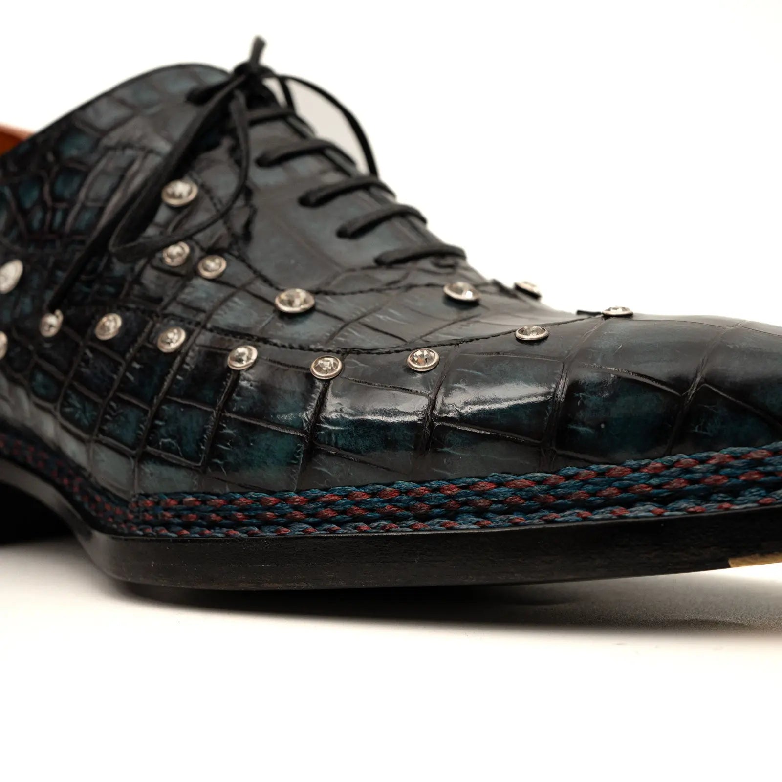 Black Crocodile Norwegian Oxford Shoes VanPasch