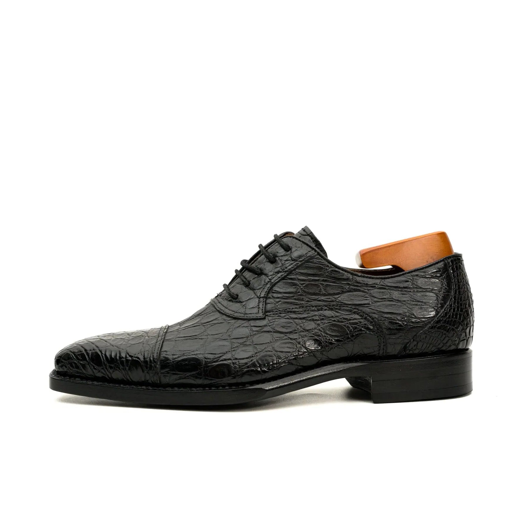 Black Crocodile-Textured Dress Shoe VanPasch