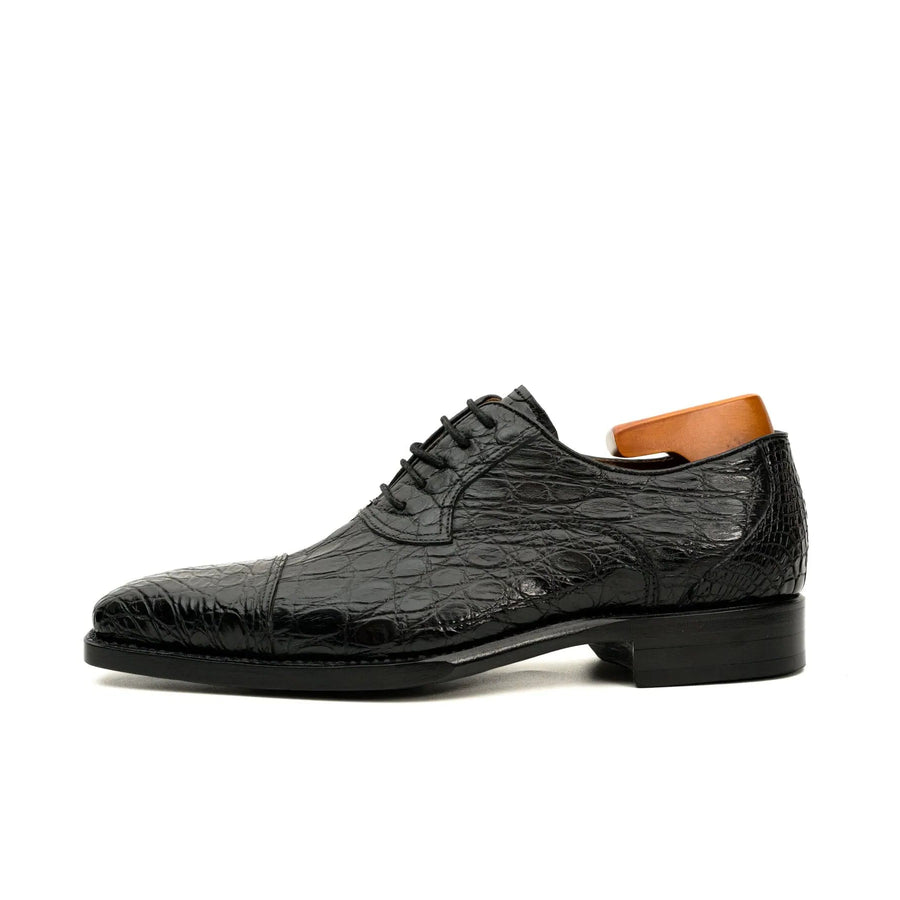 Black Crocodile-Textured Dress Shoe VanPasch