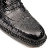 Black Grey Crocodile Oxford Shoes Goodyear Norwegian 8017 VanPasch
