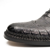 Black Grey Crocodile Oxford Shoes Goodyear Norwegian 8017 VanPasch