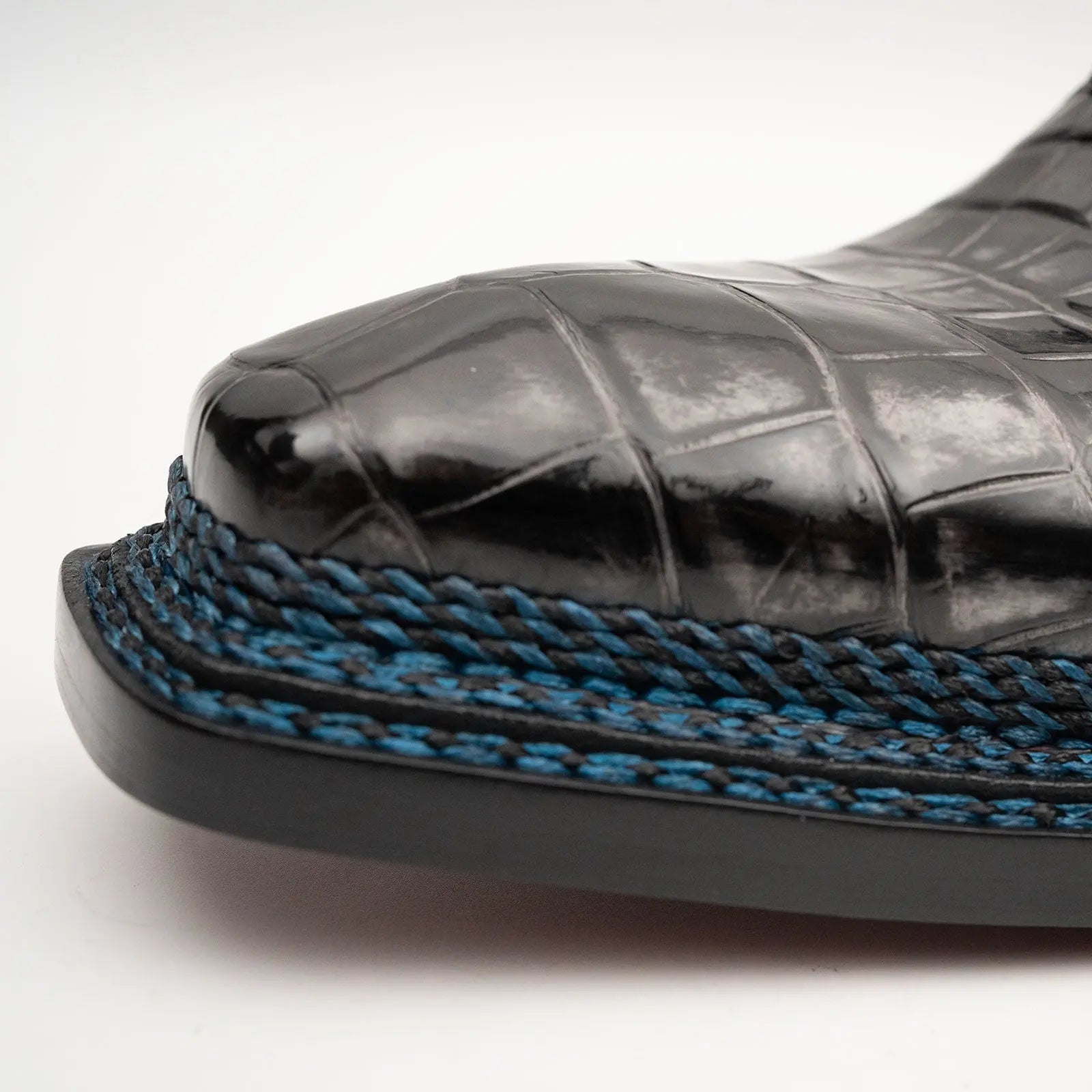 Black Grey Crocodile Oxford Shoes Goodyear Norwegian 8018 VanPasch