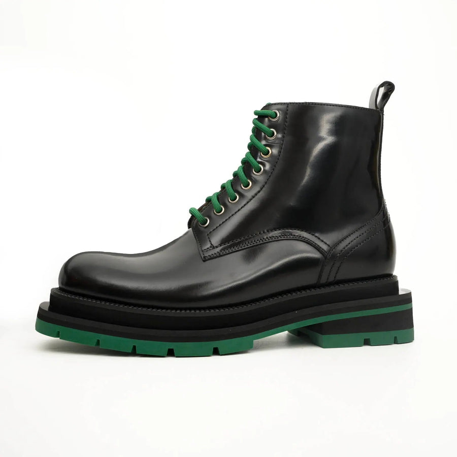 Black Lace-Up Boots with Green Sole VanPasch