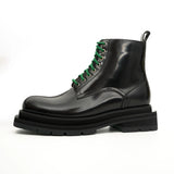 Black Leather Boots with Green Laces VanPasch