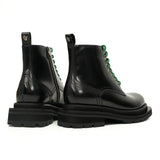 Black Leather Boots with Green Laces VanPasch