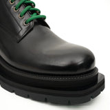 Black Leather Boots with Green Laces VanPasch