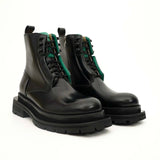 Black Leather Side-Zip Lug Sole Boots VanPasch