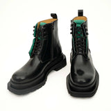 Black Leather Side-Zip Lug Sole Boots VanPasch