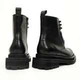 Black Leather Side-Zip Lug Sole Boots VanPasch