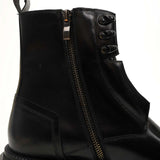 Black Leather Side-Zip Lug Sole Boots VanPasch