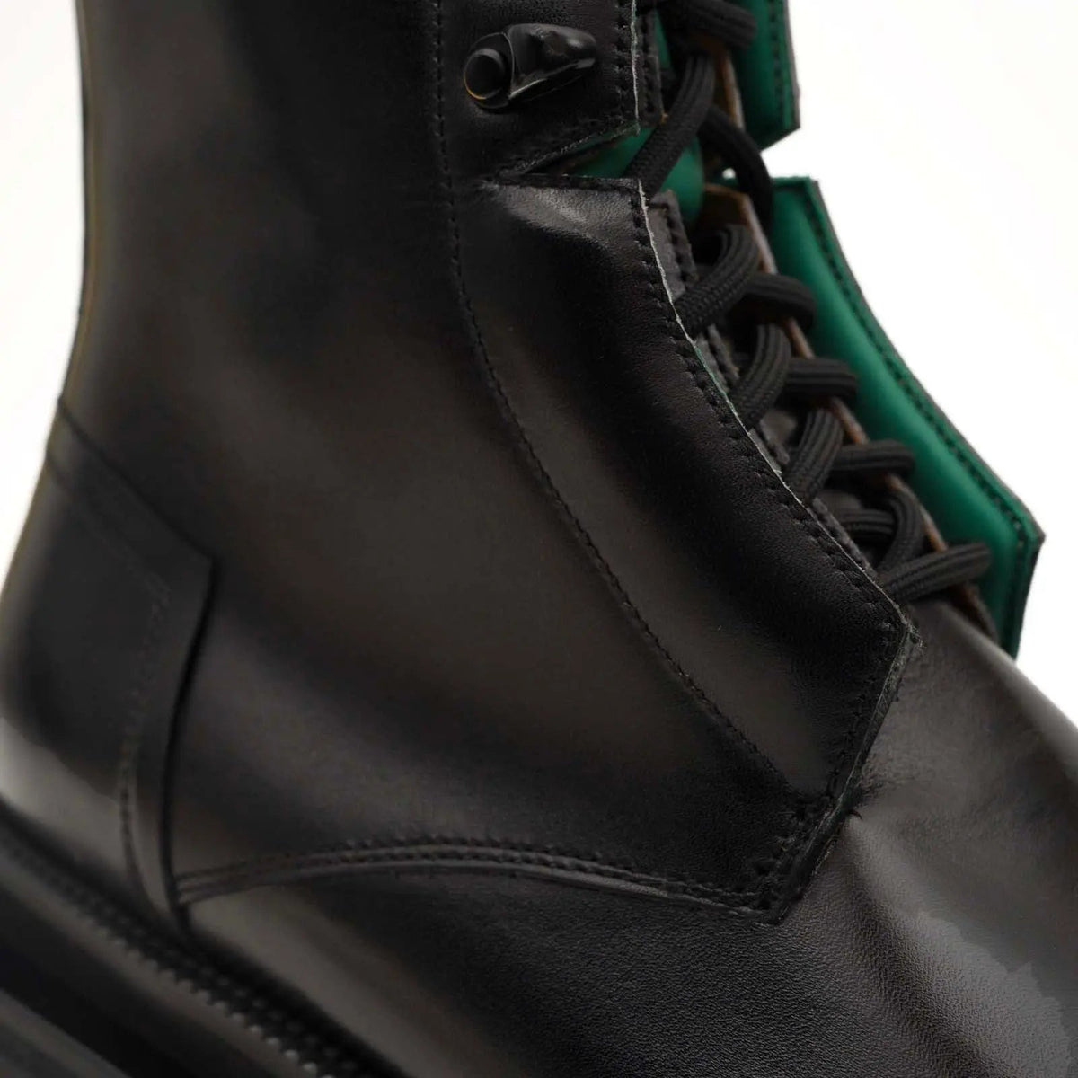 Black Leather Side-Zip Lug Sole Boots VanPasch