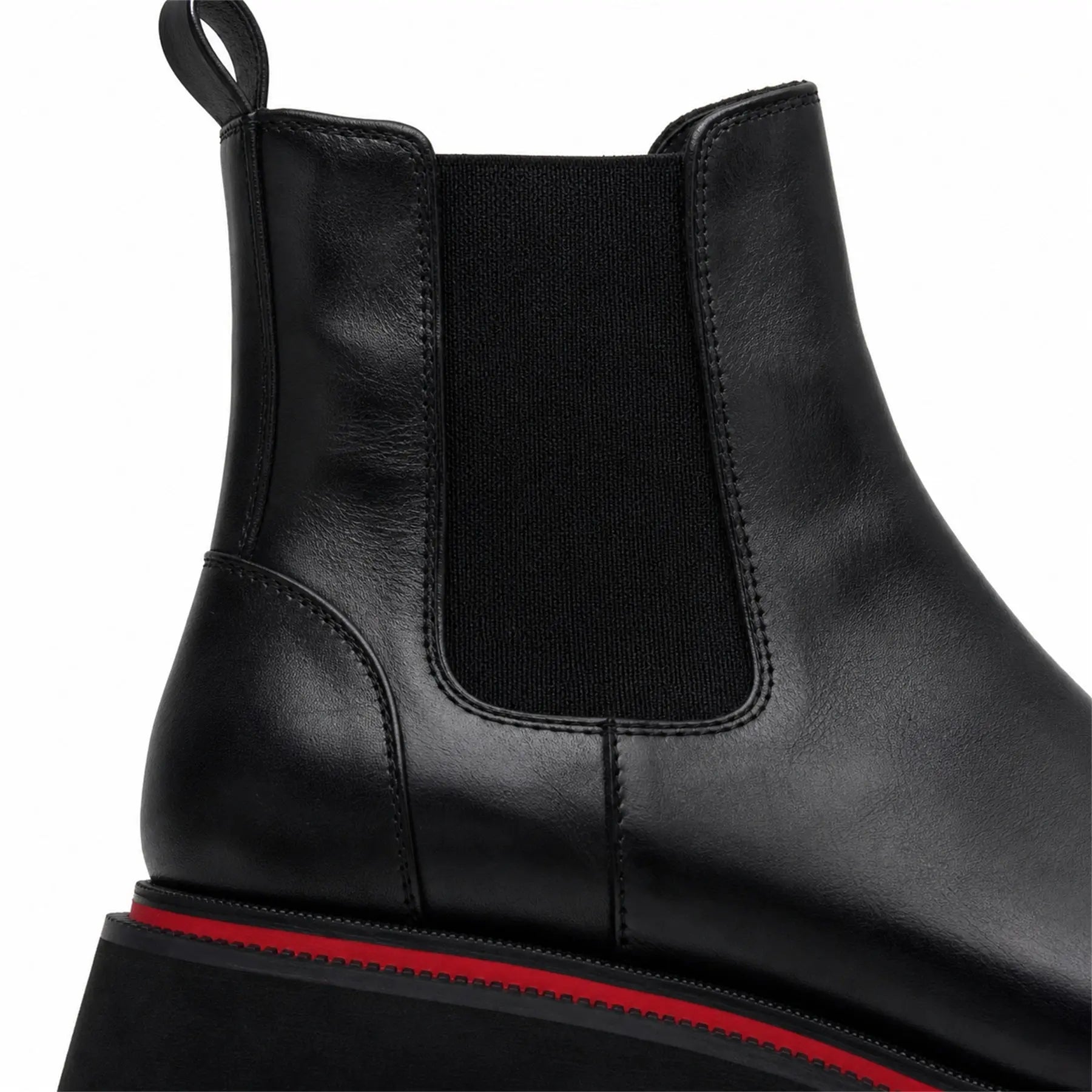 VanPasch 5036B black lug sole Chelsea boots side panel detail