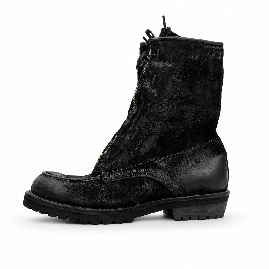 VanPasch 5001B black textured zip lace-up boot side profile