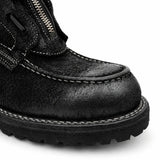VanPasch 5001B black textured boot toe stitching and zipper detail