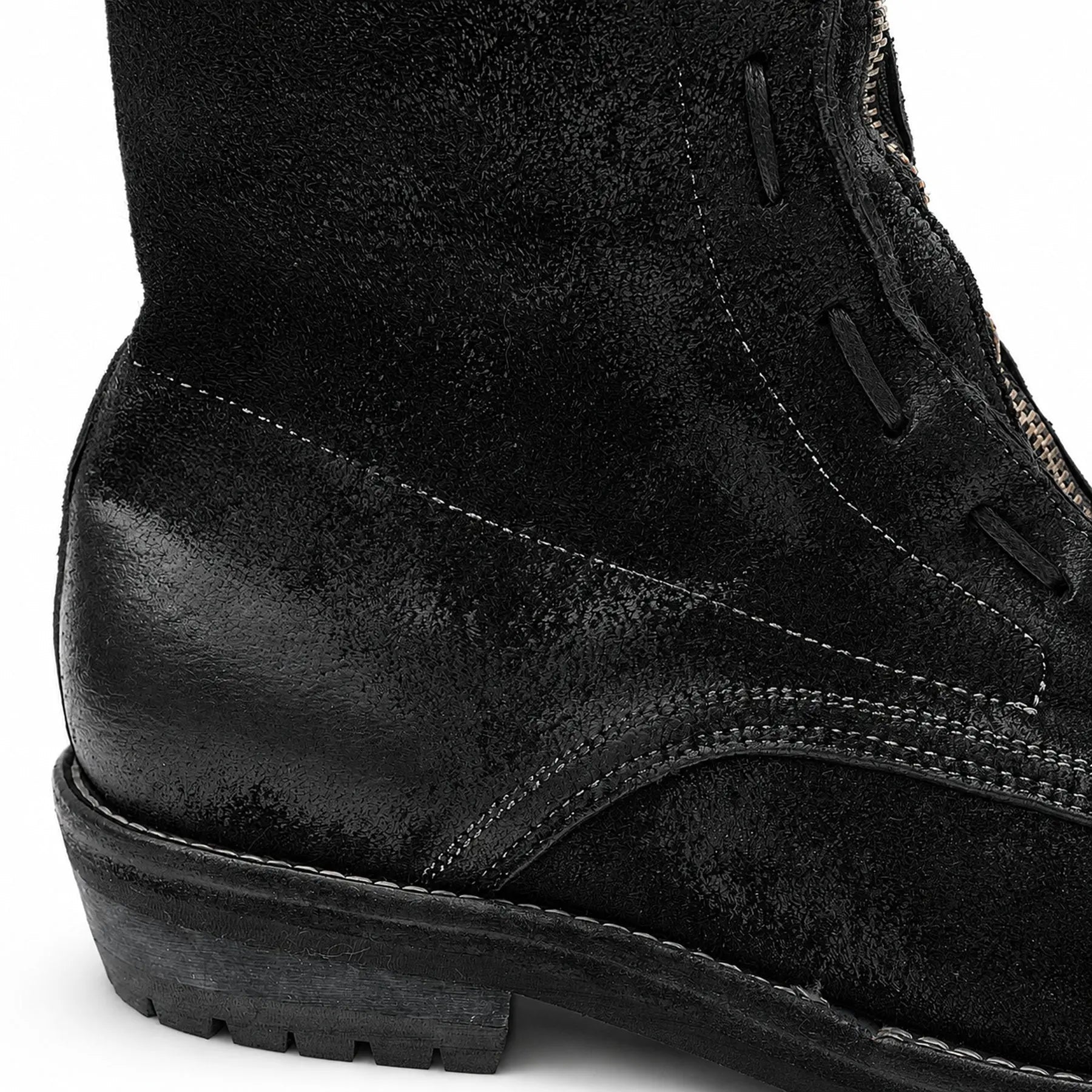 VanPasch 5001B black textured boot heel and stitching detail