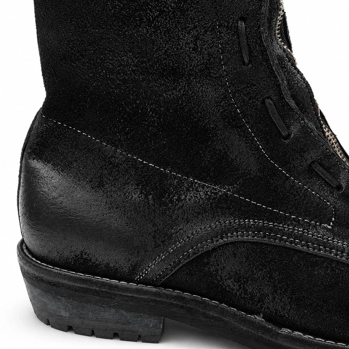 VanPasch 5001B black textured boot heel and stitching detail