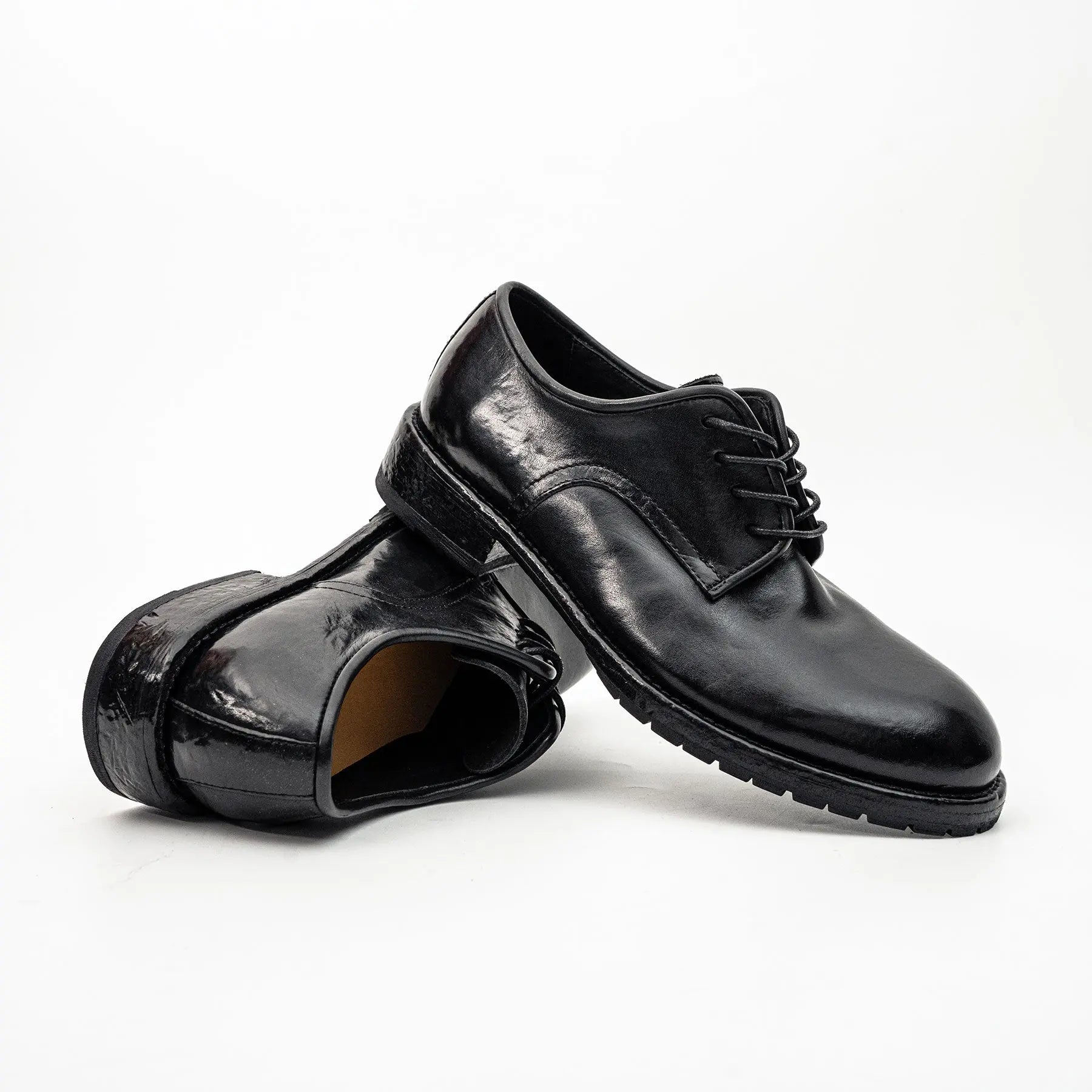 Black Washed Leather Derby VanPasch