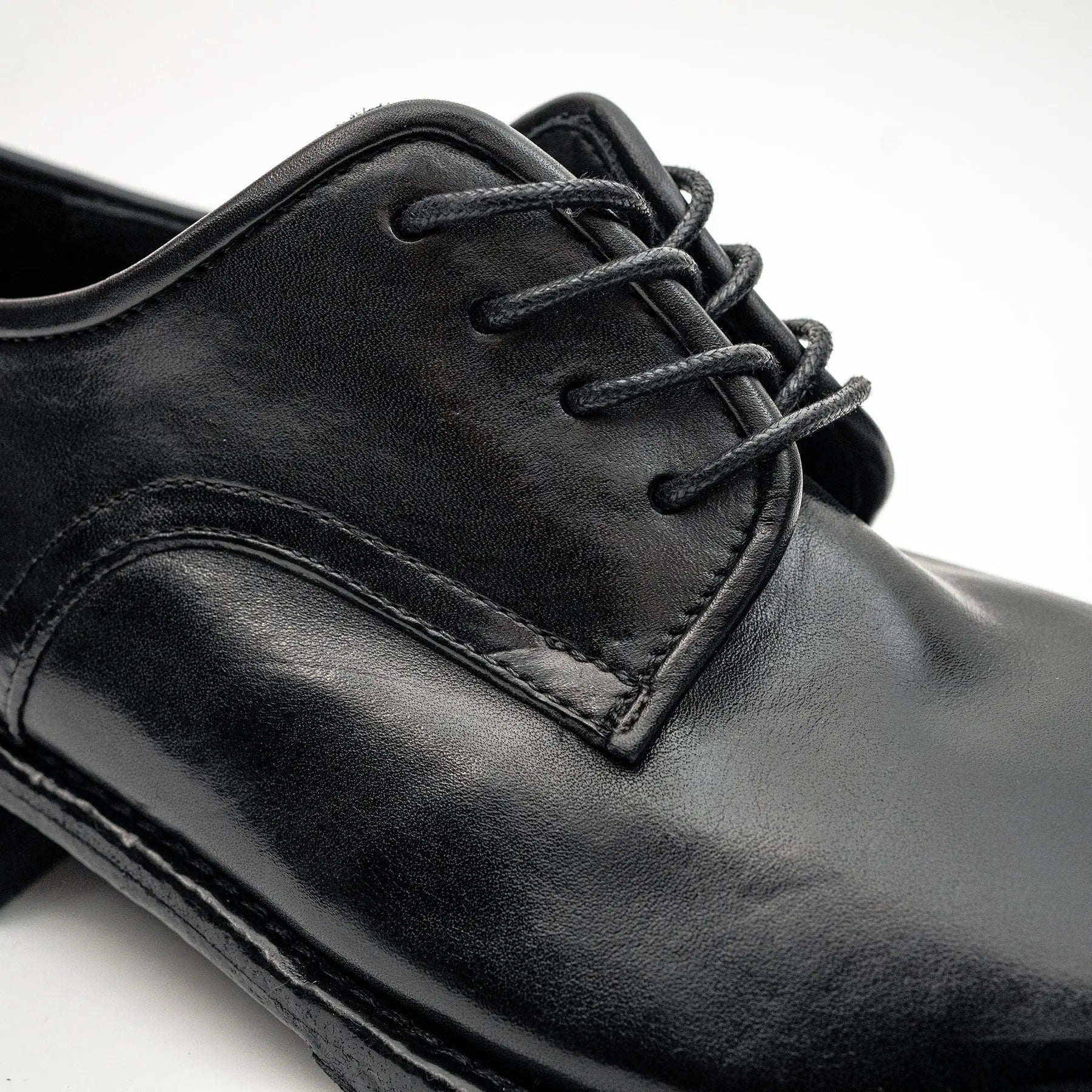 Black Washed Leather Derby VanPasch