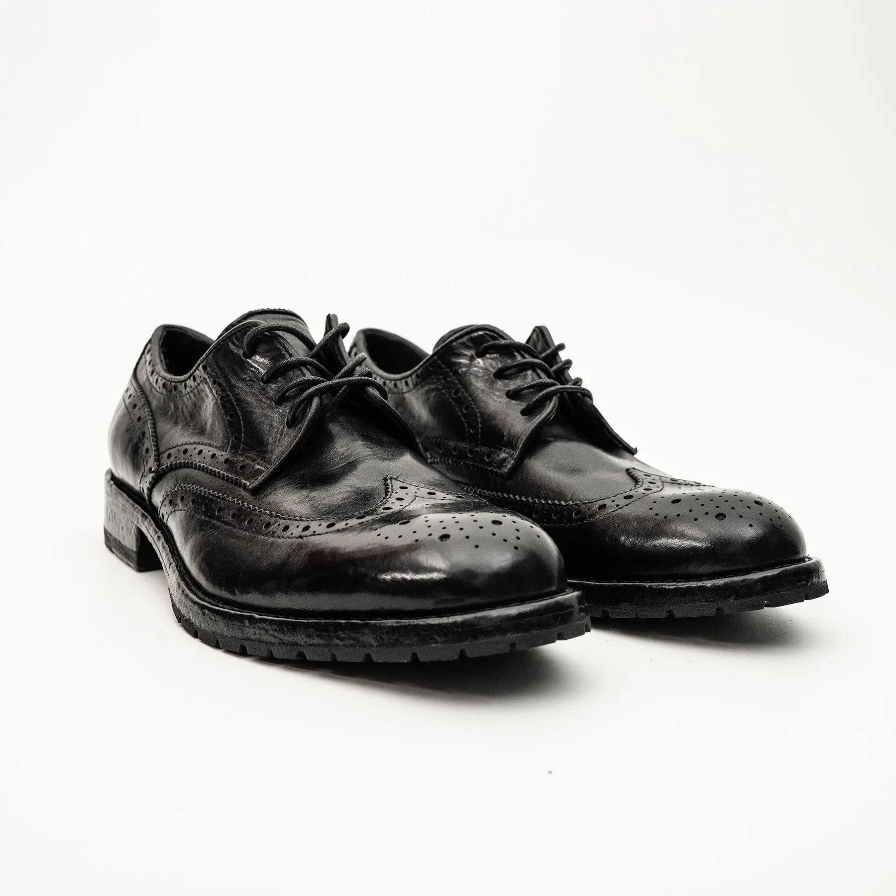 Black Washed Leather Lug Derby VanPasch