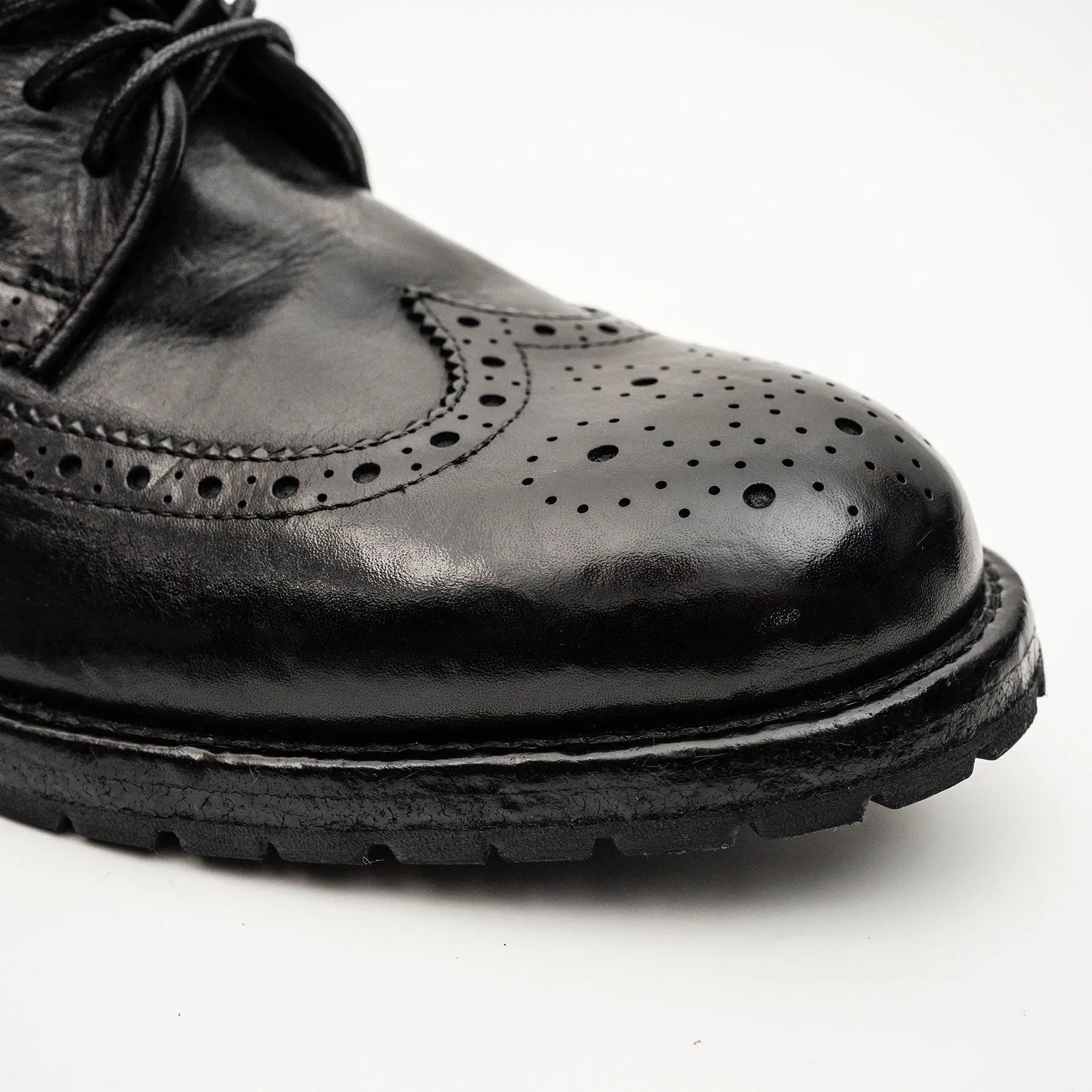 Black Washed Leather Lug Derby VanPasch