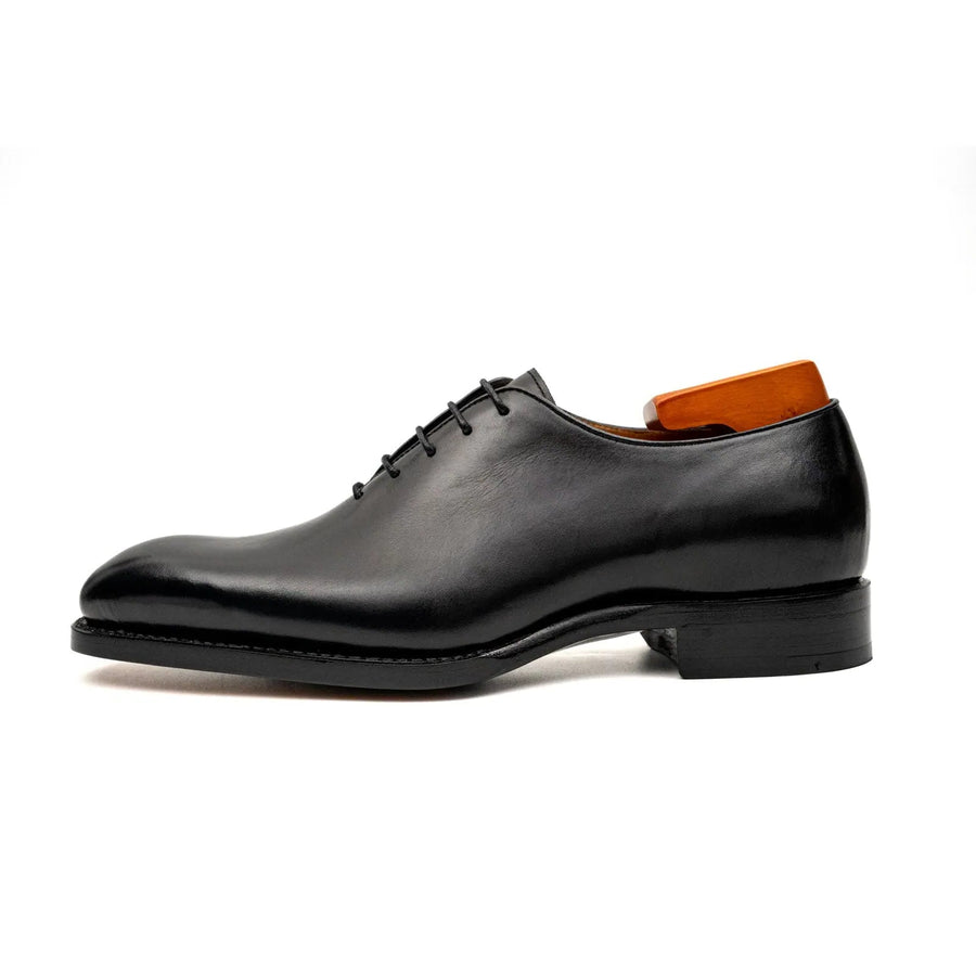 Black Wholecut Leather Oxford Shoes VanPasch