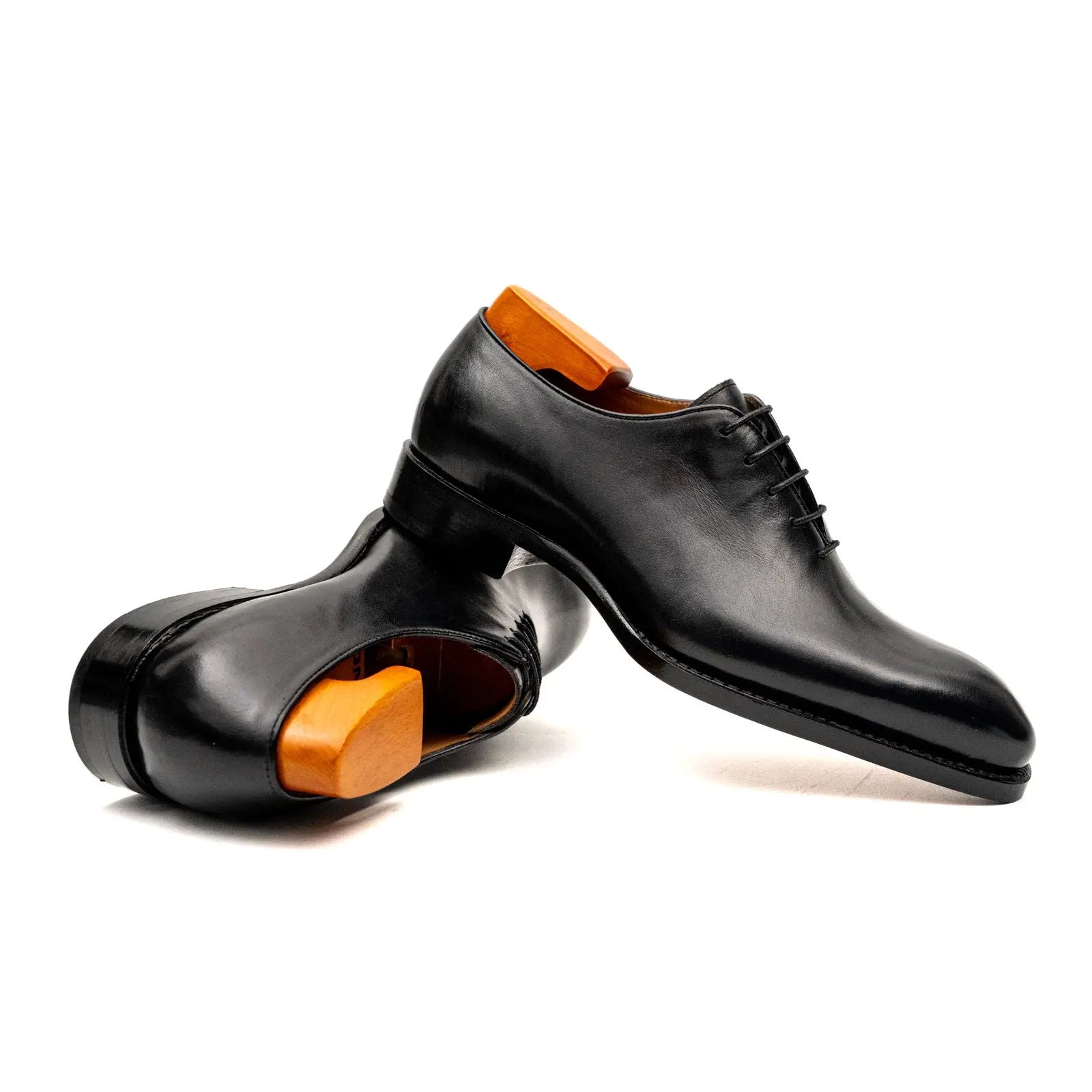 Black Wholecut Leather Oxford Shoes VanPasch