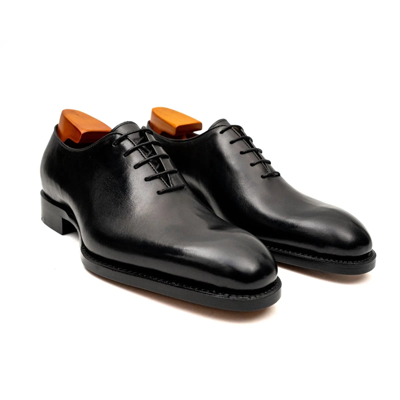 Black Wholecut Leather Oxford Shoes VanPasch