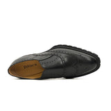 Black Wingtip Brogue Slip-On Shoes with Lug Sole | VanPasch
